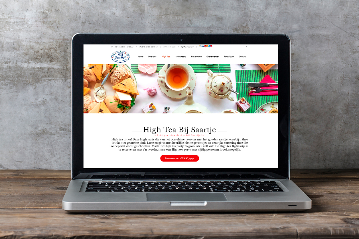 High Tea, Webdesign, Uitbreiding website, Lunchroom Bij Saartje